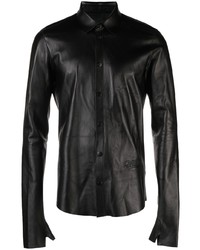Мужская черная кожаная рубашка с длинным рукавом от Off-White