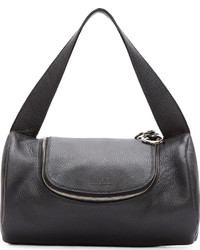 Женская черная кожаная спортивная сумка