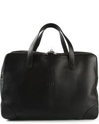 Женская черная кожаная спортивная сумка