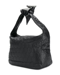 Черная кожаная стеганая большая сумка от Victoria Beckham