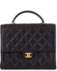 Черная кожаная стеганая большая сумка от Chanel