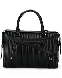 Черная кожаная стеганая большая сумка от DKNY