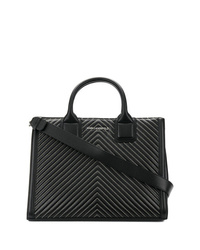 Черная кожаная стеганая большая сумка от Karl Lagerfeld