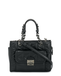 Черная кожаная стеганая большая сумка от Karl Lagerfeld
