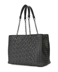 Черная кожаная стеганая большая сумка от Bottega Veneta