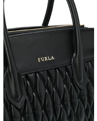 Черная кожаная стеганая большая сумка от Furla