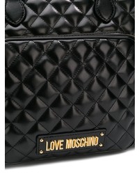 Черная кожаная стеганая большая сумка от Love Moschino