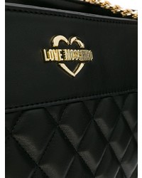 Черная кожаная стеганая большая сумка от Love Moschino