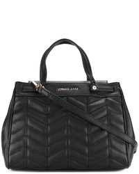 Черная кожаная стеганая большая сумка от Versace