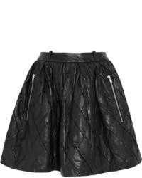 Черная кожаная стеганая короткая юбка-солнце от Preen Line