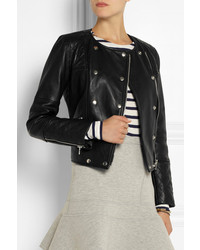 Женская черная кожаная стеганая косуха от J.Crew