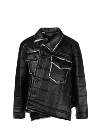 Черная кожаная стеганая куртка-рубашка