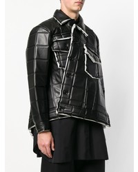 Мужская черная кожаная стеганая куртка-рубашка от Comme Des Garcons Homme Plus