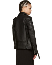 Женская черная кожаная стеганая куртка от BLK DNM