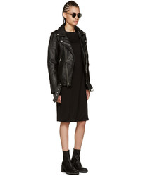 Женская черная кожаная стеганая куртка от BLK DNM