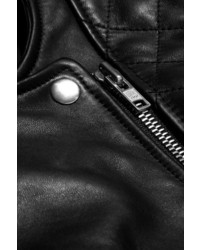 Женская черная кожаная стеганая куртка от J.Crew