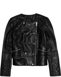Женская черная кожаная стеганая куртка от J.Crew