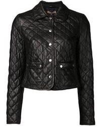 Женская черная кожаная стеганая куртка от Michael Kors