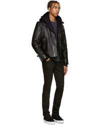 Мужская черная кожаная стеганая куртка от rag & bone