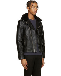 Мужская черная кожаная стеганая куртка от rag & bone