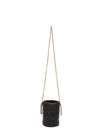 Черная кожаная стеганая сумка-мешок от Gucci