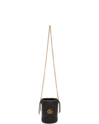 Черная кожаная стеганая сумка-мешок от Gucci