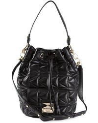 Черная кожаная стеганая сумка-мешок от Karl Lagerfeld