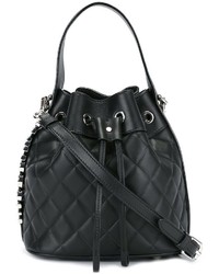 Черная кожаная стеганая сумка-мешок от Moschino
