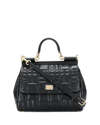 Черная кожаная стеганая сумка-саквояж от Dolce & Gabbana