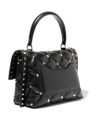 Черная кожаная стеганая сумка-саквояж от Valentino