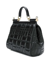 Черная кожаная стеганая сумка-саквояж от Dolce & Gabbana