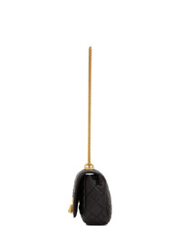 Черная кожаная стеганая сумка через плечо от Versace