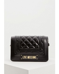 Черная кожаная стеганая сумка через плечо от Love Moschino