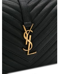 Черная кожаная стеганая сумка через плечо от Saint Laurent