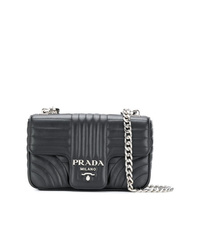 Черная кожаная стеганая сумка через плечо от Prada