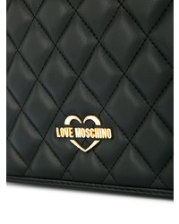 Черная кожаная стеганая сумка через плечо от Love Moschino