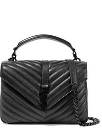 Черная кожаная стеганая сумка через плечо от Saint Laurent