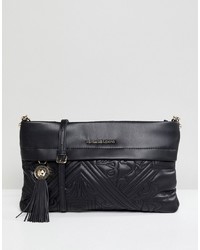 Черная кожаная стеганая сумка через плечо от Versace Jeans