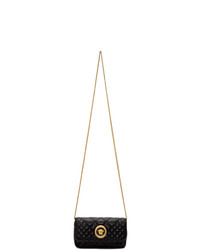 Черная кожаная стеганая сумка через плечо от Versace