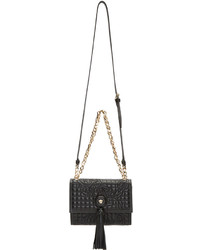 Женская черная кожаная стеганая сумка от Versace
