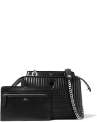 Женская черная кожаная стеганая сумка от Fendi