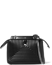 Женская черная кожаная стеганая сумка от Fendi