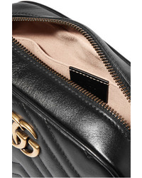 Женская черная кожаная стеганая сумка от Gucci