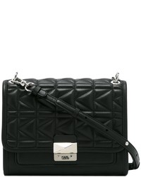 Женская черная кожаная стеганая сумка от Karl Lagerfeld