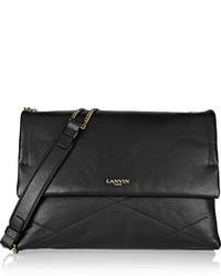 Женская черная кожаная стеганая сумка от Lanvin