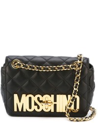 Женская черная кожаная стеганая сумка от Moschino