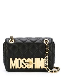 Женская черная кожаная стеганая сумка от Moschino