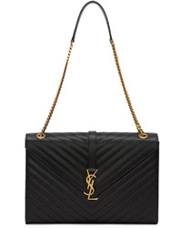 Женская черная кожаная стеганая сумка от Saint Laurent