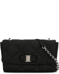 Женская черная кожаная стеганая сумка от Salvatore Ferragamo