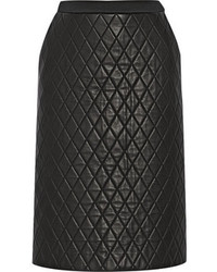 Черная кожаная стеганая юбка-карандаш от Neil Barrett